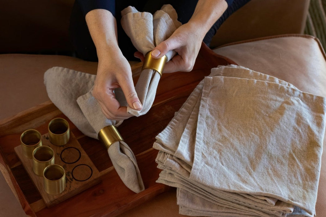 31 Chapel Lane Irish Linen Napkin Set in Natural Flax - Thatch Goods