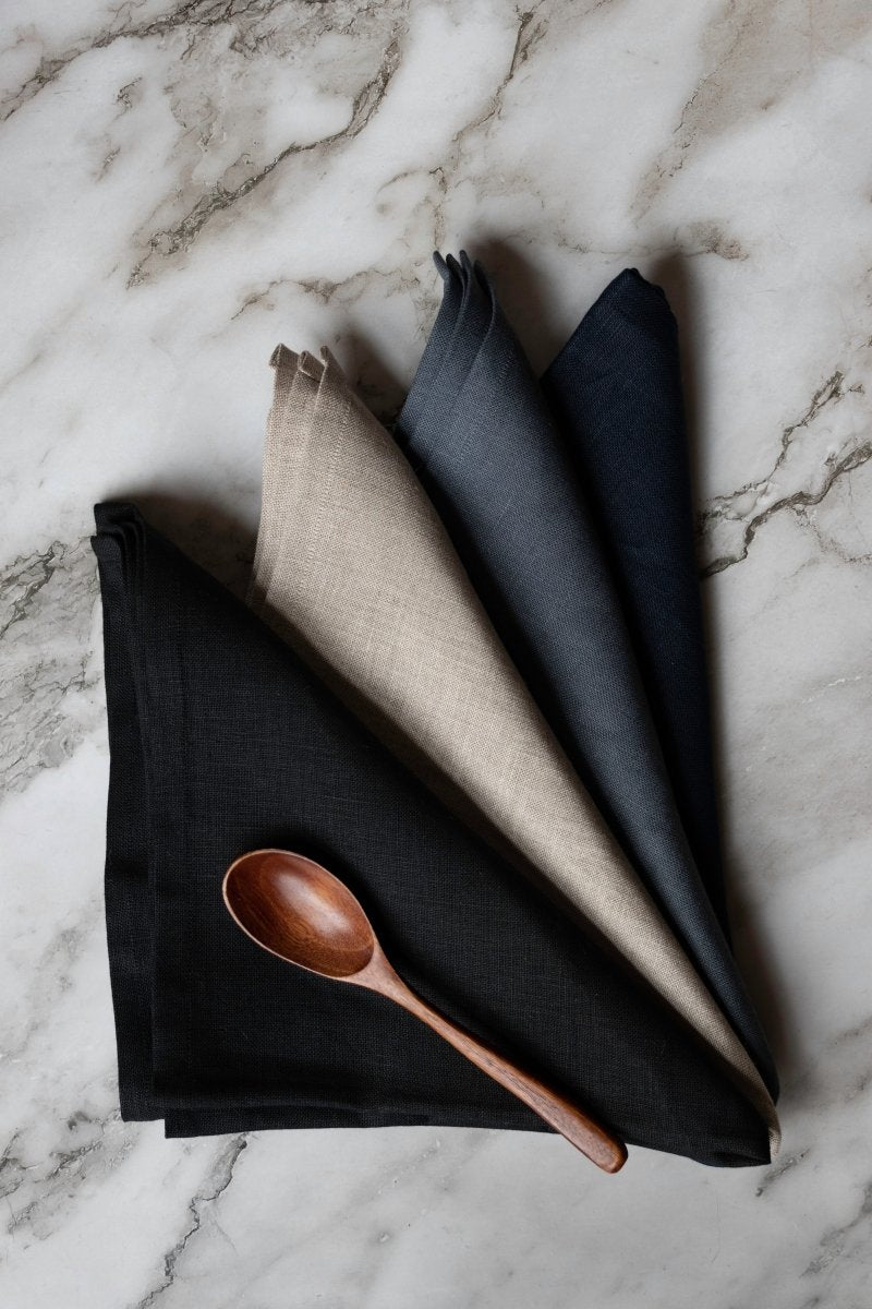 31 Chapel Lane Irish Linen Napkin Set in Onyx Black - Thatch Goods