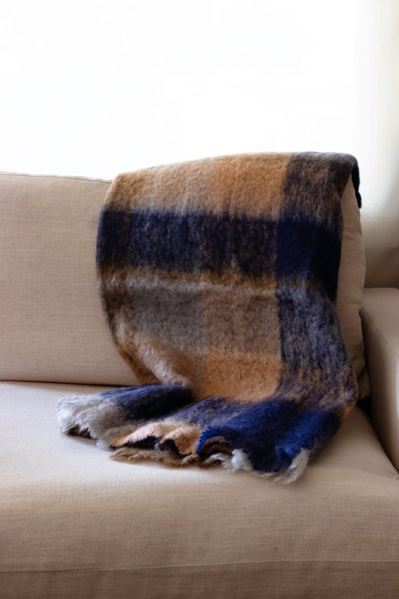 Avoca Mohair Throw in Land Check - Thatch Goods