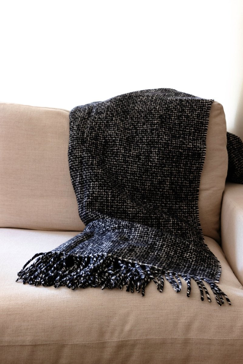 Mourne Textiles Merino Wool Mended Tweed Blanket in Monochrome - Thatch Goods