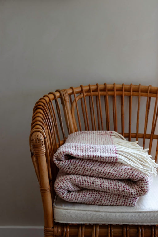 Mourne Textiles Merino Wool Mended Tweed Blanket in Raspberry - Thatch Goods